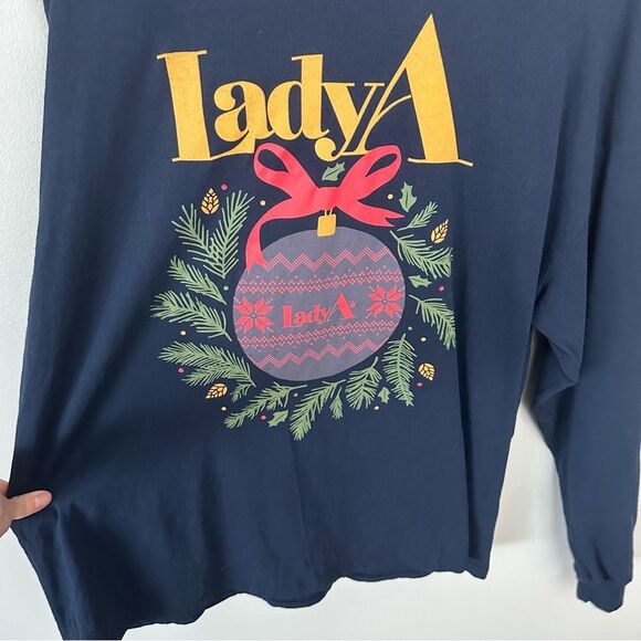 Lady A Navy Holiday Christmas Long Sleeve T-Shirt Size XL Country Band - Picture 11 of 14